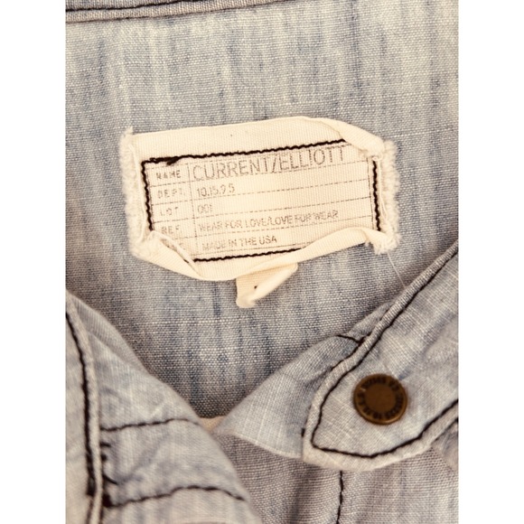 Current/Elliott The Perfect Shirt Sunfaded Chambray Button Down Shrunken Fit - Picture 6 of 9